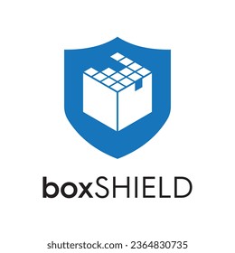 shield security systems box logo design vector