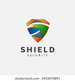 Shield security vector logo design for technology 