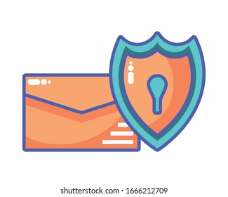 shield with seo icons in white background vector illustration design