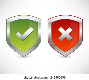 Shield set with check marks