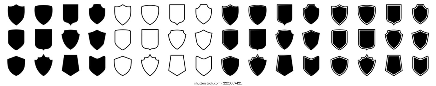 Shield set different icons, protect signs collection, security symbol – stock vector