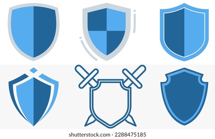 Shield set icons. Shield drawing illustration design