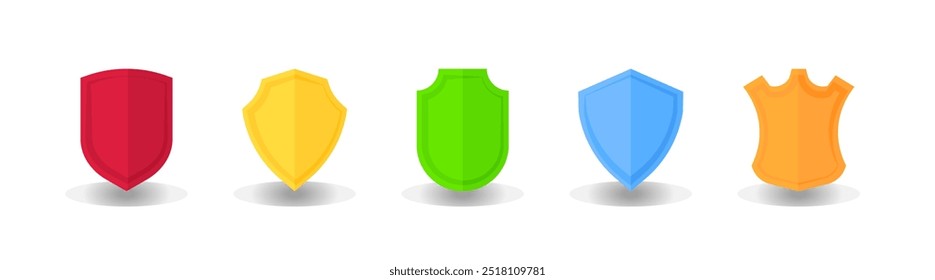Conjunto de iconos de escudo. Estilo plano. Iconos del vector.
