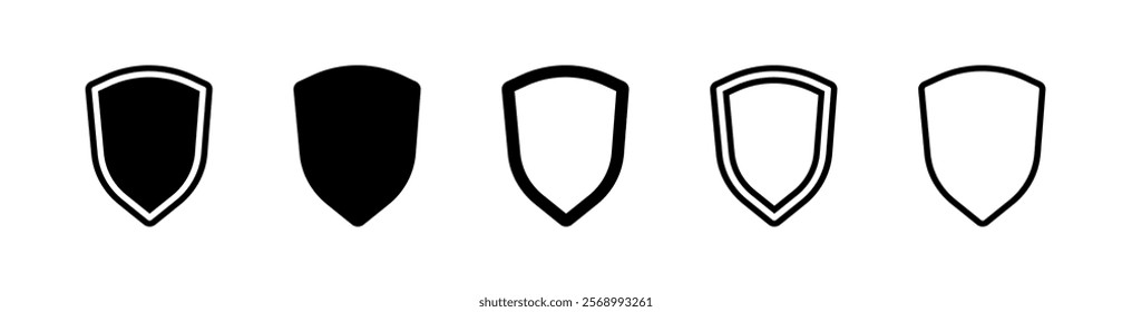 Shield set icons. Linear and silhouette style. Vector icons.