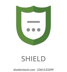 Shield with set password isolated on white. Colored flat vector icon of protection for secure online data storage symbol. Computer and mobile devices interface concept
