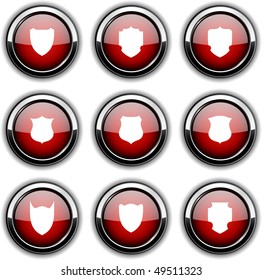 Shield set of round glossy icons.