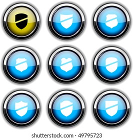 Shield set of round glossy icons.