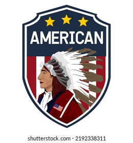 shield shape american indian logo vector