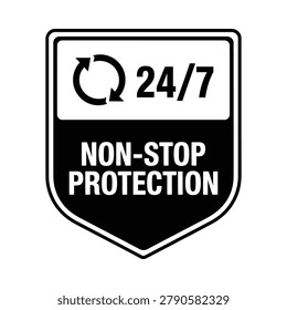 Shield Shape With Circular Arrow And Text Black And White Vector Illustration clock continuous