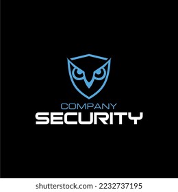 Shield shape combination with owl eyes for game, Computer, security, CCTV logo design