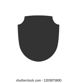Shield shape icon. Black label sign, isolated on white. Symbol of protection, arms, coat honor, security, safety. Flat retro style design. Element vintage heraldic emblem. Vector illustration