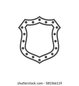 Shield shape icon. Black silhouette sign isolated on white. Symbol of protection, arms, coat honor, security, safety. Flat retro style design. Element vintage heraldic emblem Vector illustration