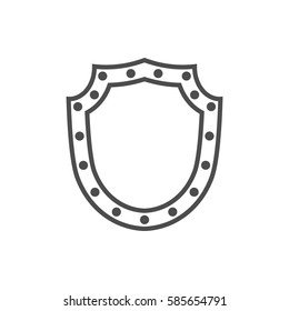 Shield shape icon. Black silhouette sign isolated on white. Symbol of protection, arms, coat honor, security, safety. Flat retro style design. Element vintage heraldic emblem Vector illustration