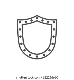 Shield shape icon. Black silhouette sign isolated on white. Symbol of protection, arms, coat honor, security, safety. Flat retro style design. Element emblem Vector illustration
