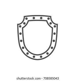 Shield shape icon. Black silhouette sign isolated on white. Symbol of protection, arms, coat honor, security, safety. Flat retro style design. Element vintage heraldic emblem Vector illustration