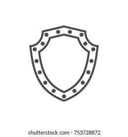Shield shape icon. Black silhouette sign isolated on white background. Symbol of protection, arms, security, safety. Flat retro style design. Element vintage heraldic emblem Vector illustration