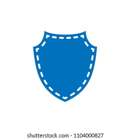 Shield shape icon. Blue silhouette sign isolated on white background. Symbol of protection, arms, security, safety. Flat retro style design. Element vintage heraldic emblem Vector illustration