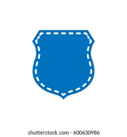 Shield shape icon. Blue silhouette sign isolated on white background. Symbol of protection, arms, security, safety. Flat retro style design. Element vintage heraldic emblem Vector illustration