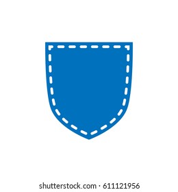 Shield shape icon. Blue silhouette sign isolated on white background. Symbol of protection, arms, security, safety. Flat retro style design. Element vintage heraldic emblem Vector illustration