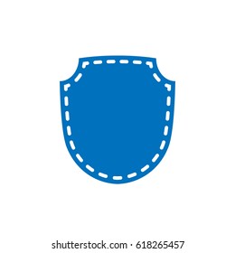 Shield shape icon. Blue silhouette sign isolated on white background. Symbol of protection, arms, security, safety. Flat retro style design. Element vintage heraldic emblem Vector illustration