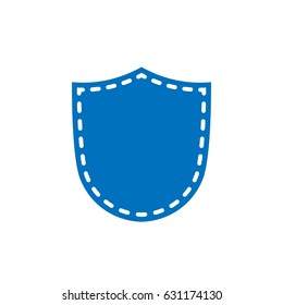 Shield shape icon. Blue silhouette sign isolated on white. Symbol of protection, arms, coat honor, security, safety. Flat retro style design. Element vintage heraldic emblem Vector illustration