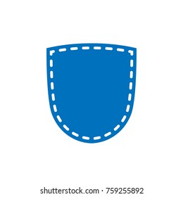Shield shape icon. Blue silhouette sign isolated on white background. Symbol of protection, arms, security, safety. Flat retro style design. Element vintage heraldic emblem Vector illustration