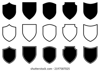 Shield Shape Icons Different Shields Collection Stock Vector (Royalty ...