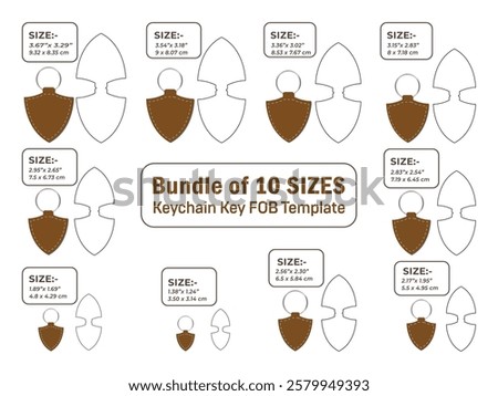 Shield shape keychain key FOB Dieline Template