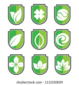 shield shape leaf logo collection