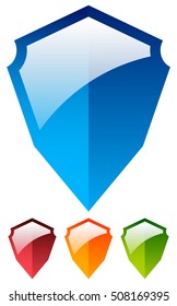 Shield shape set - Glossy colorful shields. Protection, security icon.