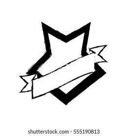 shield shape star and ribbon sketch vector illustration eps 10