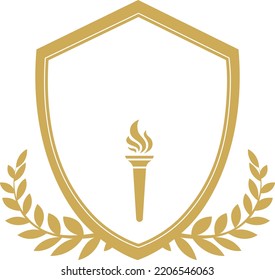 Shield shape with wreath and torch light Clipart - Vector Illustration