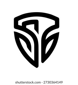 Shield Shaped Abstract Black Logo Symbol - Modern Security and Protection Emblem