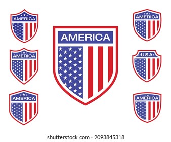 Shield Shaped American Flag icon symbol design vector illustration template 