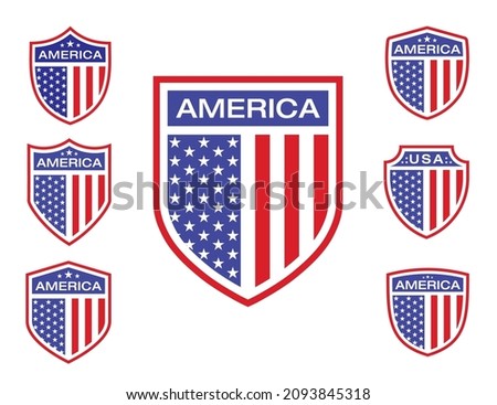 Shield Shaped American Flag icon symbol design vector illustration template 