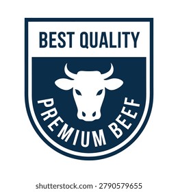 Shield shaped Emblem With White Bull Head And Text Vector Illustration agriculture animal badge