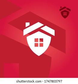Shield shaped house logo symbol vector illustration template