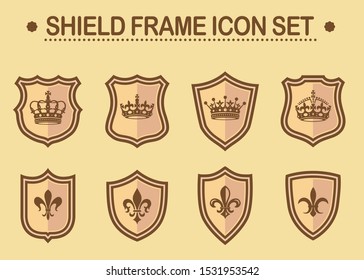 Shield shaped icon set, vector illustration