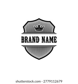 Shield shaped logo with crown emblem
