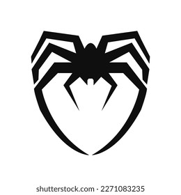 shield shaped spider vector logo design template isolated on white background