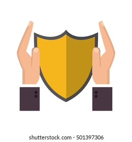 shield and sheltering hands icon