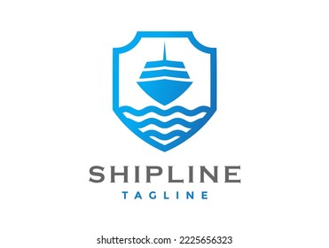 Shield and ship logos are suitable for companies in the field of ships.