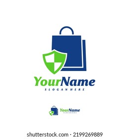Shield Shop Logo Design Template. Shop Shield logo concept vector. Creative Icon Symbol