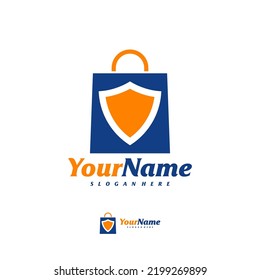 Shield Shop Logo Design Template. Shop Shield logo concept vector. Creative Icon Symbol