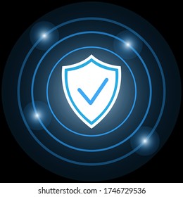el escudo muestra ciberseguridad en un fondo negro