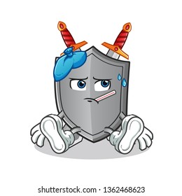 shield sick mascot vector cartoon illustration