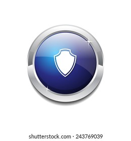 Shield Sign Blue Vector Icon Button