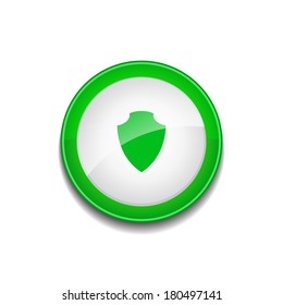 Shield Sign Circular Green Vector Web Button Icon