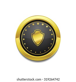Shield Sign Golden Vector Icon Button