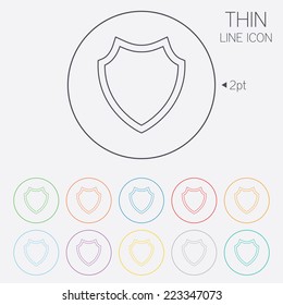 Shield sign icon. Protection symbol. Thin line circle web icons with outline. Vector